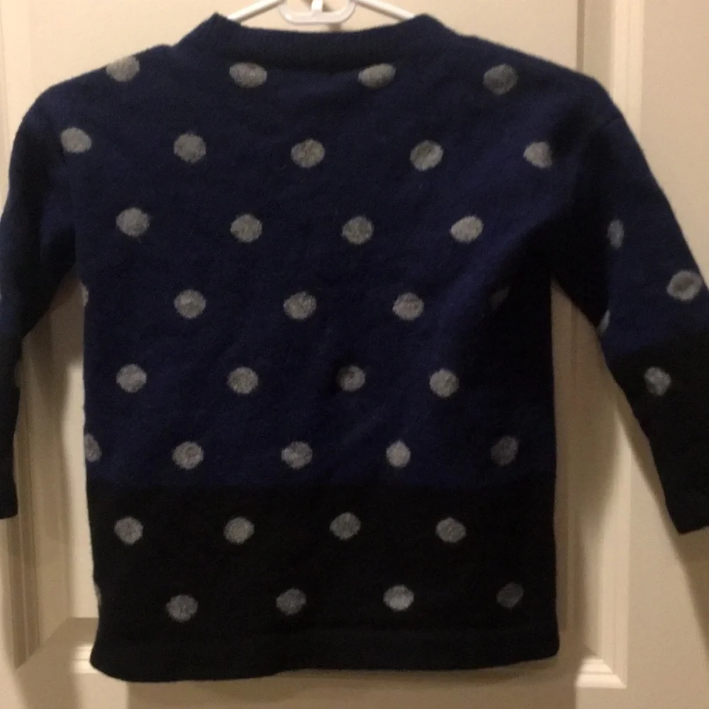 Madewell Merino Wool girls polka dot pullover Sweater blue black grey size XS